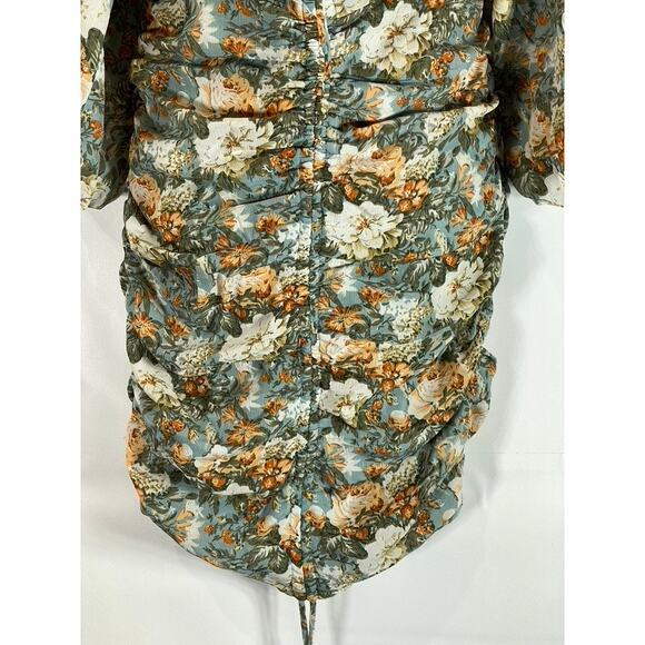 HELLO MOLLY Women's Sage Floral Basque Country Bodycon Ruched Dress SZ 4 - Picture 13 of 15